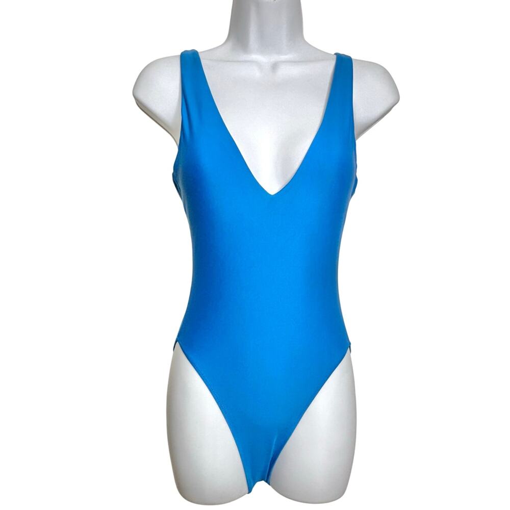 Summersalt Back Flip One Piece V Neck Cobalt, Aqua Swimsuit 2